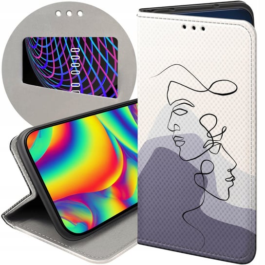 ETUI Z KLAPKĄ DO SAMSUNG GALAXY M21 WZORY CONTINUOUS LINE-ART KRESKA LINIE Samsung Electronics