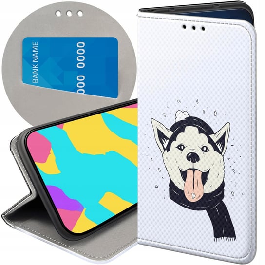 ETUI Z KLAPKĄ DO SAMSUNG GALAXY M52 5G WZORY HUSKY PSY PIESKI FUTERAŁ CASE Samsung