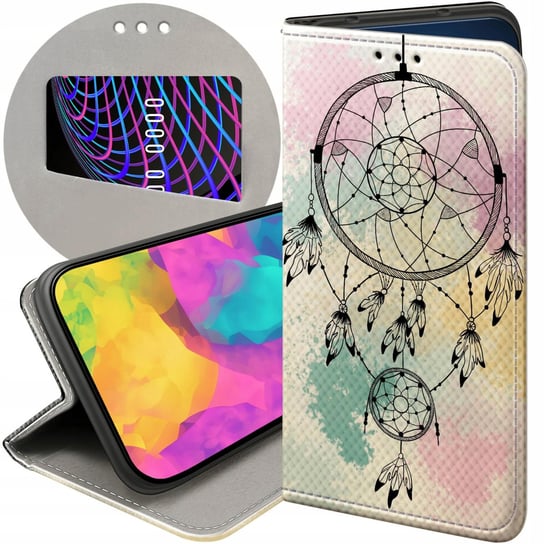 ETUI Z KLAPKĄ DO SAMSUNG GALAXY S22 ULTRA WZORY BOHO ŁAPACZ SNÓW PIÓRA CASE Samsung