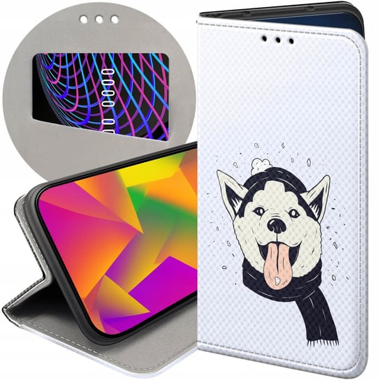 Etui Z Klapką Do Samsung Galaxy S22 Ultra Wzory Husky Psy Pieski Futerał Samsung