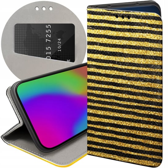 ETUI Z KLAPKĄ DO SAMSUNG GALAXY S24 WZORY ZŁOTO GOLD RICH FUTERAŁ POKROWIEC Samsung Electronics