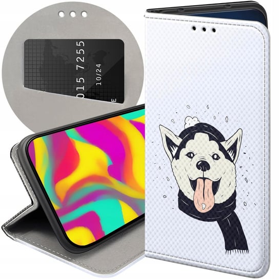 ETUI Z KLAPKĄ DO SONY XPERIA L1 WZORY HUSKY PSY PIESKI FUTERAŁ POKROWIEC Sony