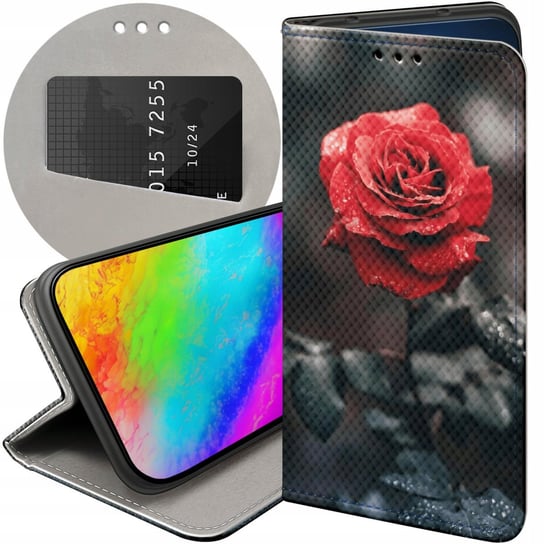 ETUI Z KLAPKĄ DO SONY XPERIA L1 WZORY RÓŻA Z RÓŻĄ ROSE FUTERAŁ POKROWIEC Sony