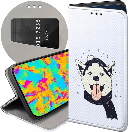 ETUI Z KLAPKĄ DO VIVO Y11S WZORY HUSKY PSY PIESKI FUTERAŁ POKROWIEC CASE Vivo