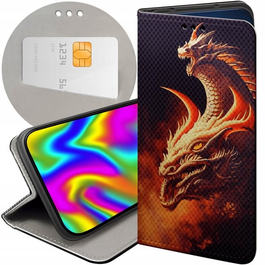 ETUI Z KLAPKĄ DO VIVO Y70 WZORY SMOKI DRAGON TANIEC SMOKÓW FUTERAŁ CASE Vivo