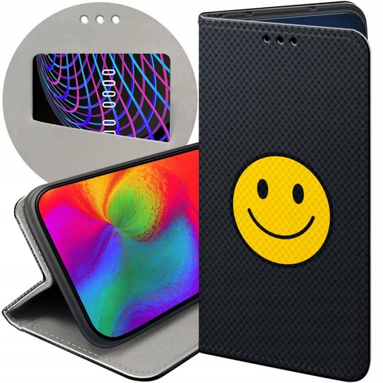 ETUI Z KLAPKĄ DO VIVO Y70 WZORY UŚMIECH SMILE EMOJI FUTERAŁ POKROWIEC CASE Vivo