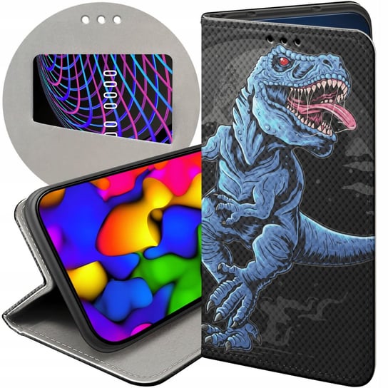 ETUI Z KLAPKĄ DO VIVO Y72 5G WZORY DINOZAURY REPTILIA PREHISTORYCZNE CASE Vivo