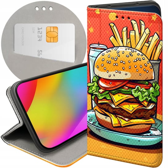 Etui Z Klapką Do Vivo Y72 5G Wzory Hamburger Burgery Fast-Food Jedzenie Vivo