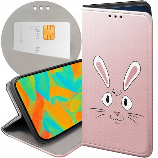 ETUI Z KLAPKĄ DO VIVO Y72 5G WZORY KRÓLIK ZAJĄC BUNNY FUTERAŁ POKROWIEC Vivo