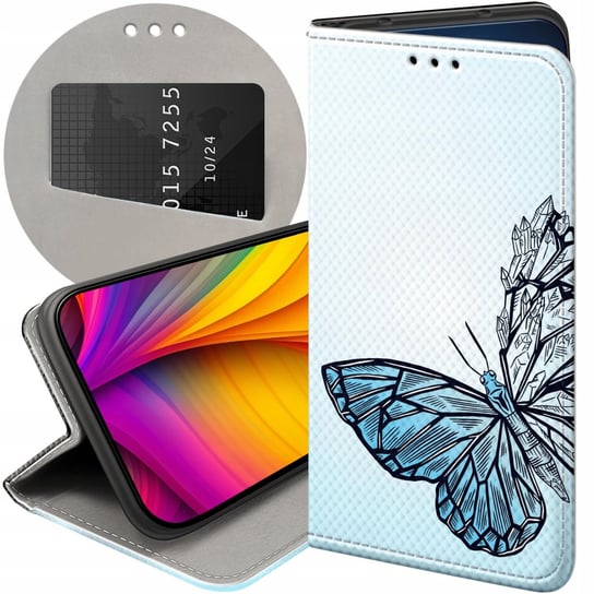 ETUI Z KLAPKĄ DO VIVO Y72 5G WZORY MOTYLE BUTTERFLY BARWNE FUTERAŁ CASE Vivo