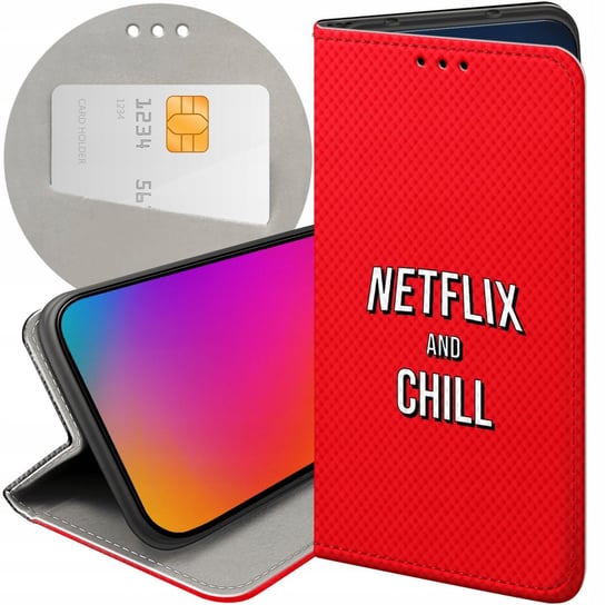 ETUI Z KLAPKĄ DO VIVO Y72 5G WZORY NETFLIX SERIALE FILMY KINO FUTERAŁ CASE Vivo