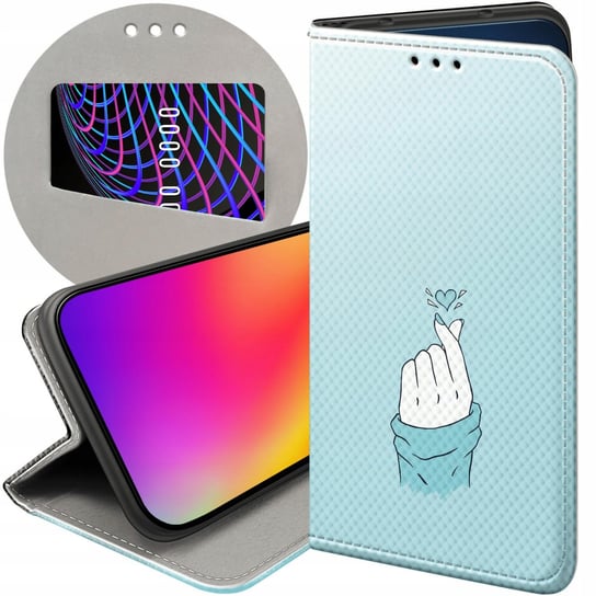 ETUI Z KLAPKĄ DO VIVO Y76 5G WZORY NIEBIESKIE BLUE BLAU FUTERAŁ POKROWIEC Vivo