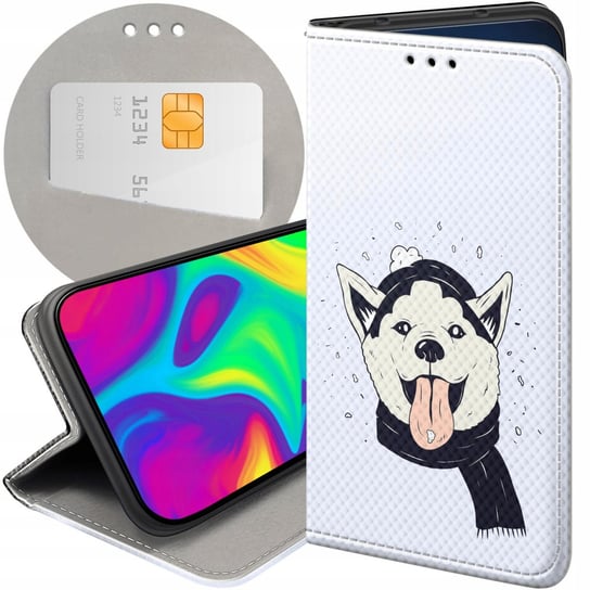 ETUI Z KLAPKĄ DO XIAOMI 13T WZORY HUSKY PSY PIESKI FUTERAŁ POKROWIEC CASE Xiaomi