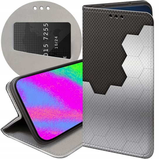 ETUI Z KLAPKĄ DO XIAOMI 13T WZORY SZARE METALLIC GREY FUTERAŁ POKROWIEC Xiaomi