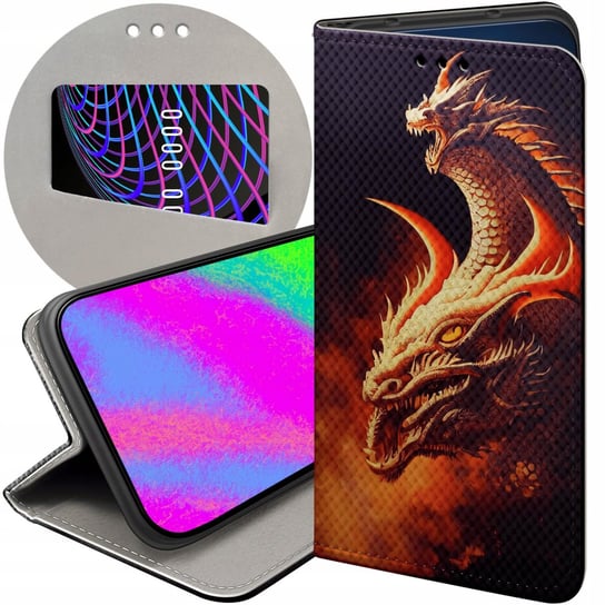 ETUI Z KLAPKĄ DO XIAOMI POCO C40 WZORY SMOKI DRAGON TANIEC SMOKÓW FUTERAŁ Xiaomi