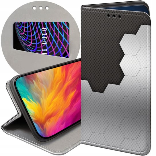 ETUI Z KLAPKĄ DO XIAOMI POCO C40 WZORY SZARE METALLIC GREY FUTERAŁ CASE Xiaomi