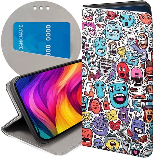 ETUI Z KLAPKĄ DO XIAOMI POCO X3 NFC WZORY DOODLE ZWIERZĘTA POTWORY RYSUNKI Xiaomi