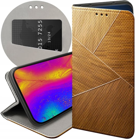 ETUI Z KLAPKĄ DO XIAOMI REDMI 10 5G WZORY BRĄZOWE DREWNIANE BROWN FUTERAŁ Xiaomi