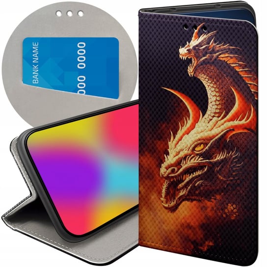 ETUI Z KLAPKĄ DO XIAOMI REDMI 10 5G WZORY SMOKI DRAGON TANIEC SMOKÓW CASE Xiaomi