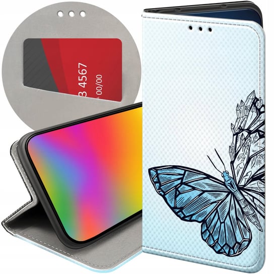 ETUI Z KLAPKĄ DO XIAOMI REDMI 10 WZORY MOTYLE BUTTERFLY BARWNE FUTERAŁ CASE Xiaomi