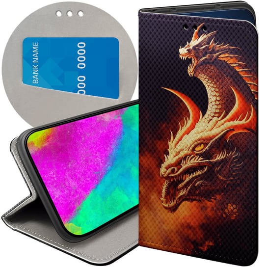 ETUI Z KLAPKĄ DO XIAOMI REDMI 10 WZORY SMOKI DRAGON TANIEC SMOKÓW FUTERAŁ Xiaomi