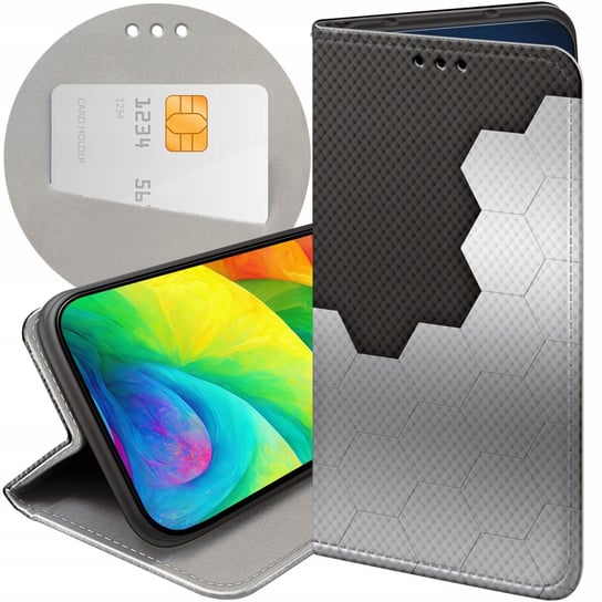 ETUI Z KLAPKĄ DO XIAOMI REDMI 10A WZORY SZARE METALLIC GREY FUTERAŁ CASE Xiaomi