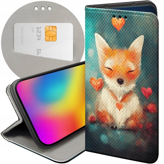 ETUI Z KLAPKĄ DO XIAOMI REDMI 12 4G / 12 5G WZORY LISKI LISY FOX FUTERAŁ Xiaomi