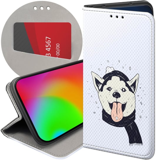 Etui Z Klapką Do Xiaomi Redmi 7A Wzory Husky Psy Pieski Futerał Pokrowiec Xiaomi