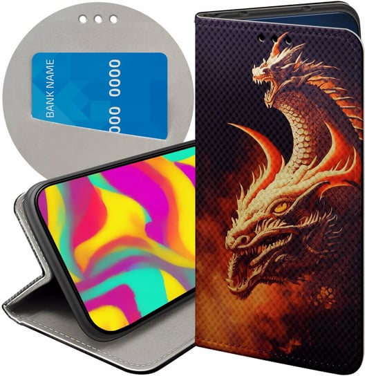 ETUI Z KLAPKĄ DO XIAOMI REDMI 9 WZORY SMOKI DRAGON TANIEC SMOKÓW FUTERAŁ Xiaomi