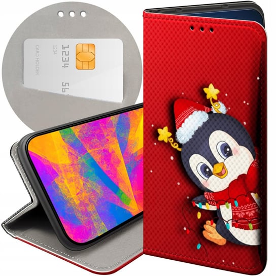 Etui Z Klapką Do Xiaomi Redmi 9 Wzory Święta Christmas Mikołaj Pingwin Case Xiaomi