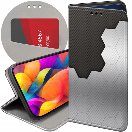 ETUI Z KLAPKĄ DO XIAOMI REDMI 9 WZORY SZARE METALLIC GREY FUTERAŁ POKROWIEC Xiaomi