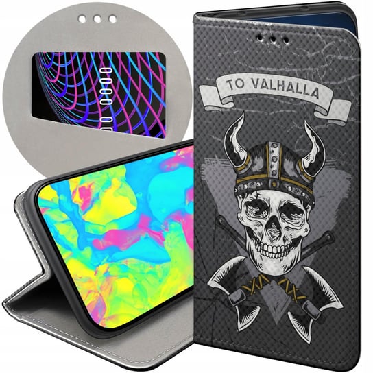 ETUI Z KLAPKĄ DO XIAOMI REDMI 9A WZORY WIKINGOWIE VIKING RUNY ODYN FUTERAŁ Xiaomi