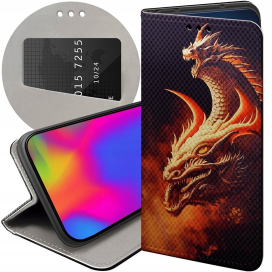 ETUI Z KLAPKĄ DO XIAOMI REDMI 9C WZORY SMOKI DRAGON TANIEC SMOKÓW FUTERAŁ Xiaomi