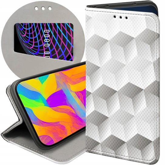 ETUI Z KLAPKĄ DO XIAOMI REDMI 9T / POCO M3 WZORY 3D GEOMETRYCZNE ILUZJA Xiaomi