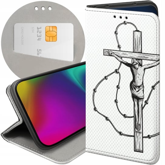 Etui Z Klapką Do Xiaomi Redmi Note 10 5G Wzory Jezus Krzyż Różaniec Bóg Xiaomi