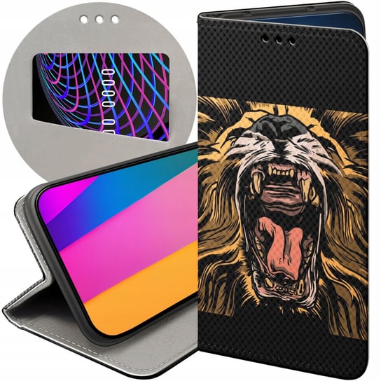 ETUI Z KLAPKĄ DO XIAOMI REDMI NOTE 10 5G WZORY LEW LWY LWICA FUTERAŁ CASE Xiaomi