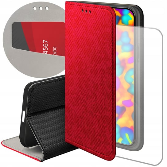 ETUI Z KLAPKĄ DO XIAOMI REDMI NOTE 12 4G WZORY CZERWONE SERCA RÓŻE FUTERAŁ Xiaomi