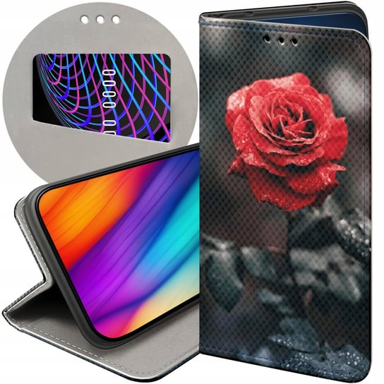 ETUI Z KLAPKĄ DO XIAOMI REDMI NOTE 12 PRO 5G WZORY RÓŻA Z RÓŻĄ ROSE FUTERAŁ Xiaomi