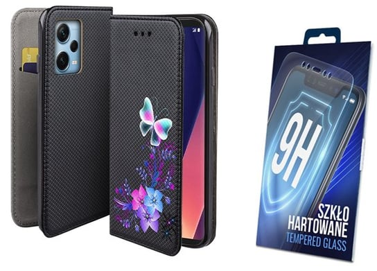 Etui Z Klapką Do Xiaomi Redmi Note 12 Pro Plus Wzór Motyl, Obudowa + Szkło Inna marka