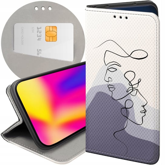 ETUI Z KLAPKĄ DO XIAOMI REDMI NOTE 7 WZORY CONTINUOUS LINE-ART KRESKA LINIE Xiaomi