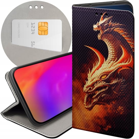 ETUI Z KLAPKĄ DO XIAOMI REDMI NOTE 8T WZORY SMOKI DRAGON TANIEC SMOKÓW CASE Xiaomi