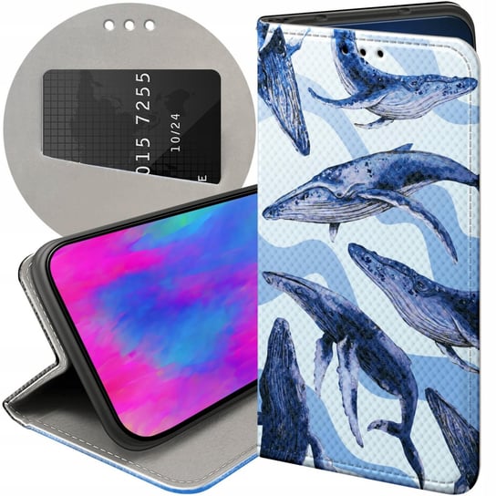 ETUI Z KLAPKĄ DO ZTE AXON 7 MINI WZORY MORZE FALE WODA AQUA FUTERAŁ CASE ZTE