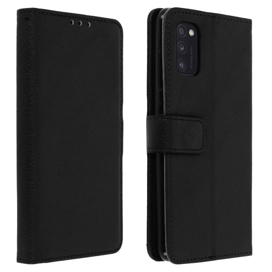 Etui z klapką i portfelem, etui slim Samsung Galaxy A41, silikonowa obudowa – czarne Avizar