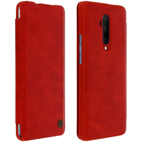 Etui z klapką i portfelem Nillkin Qin Series, wbudowane miejsce na kartę Oneplus 7T Pro-czerwone Nillkin