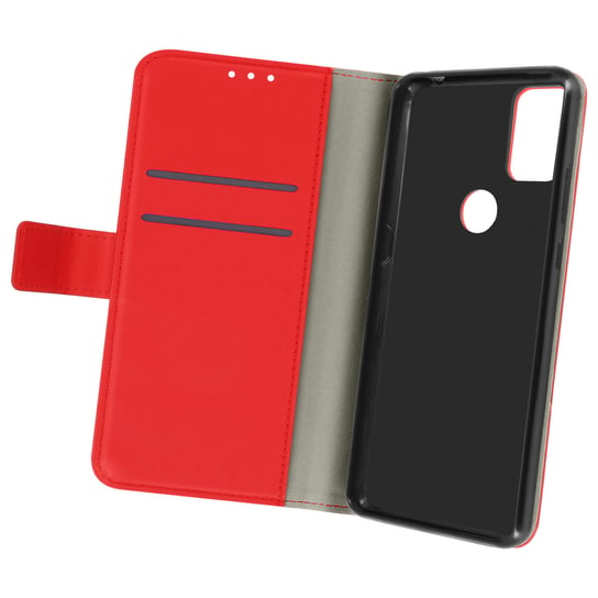 Etui z klapką i portfelem, slim cover Alcatel 3X 2020 , silikon – czerwony Avizar