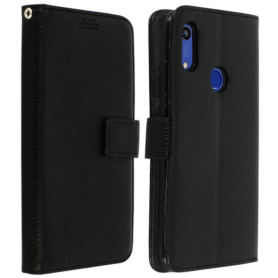 Etui z klapką i portfelem, slim cover Huawei Y6 2019 / Honor 8A, silikonowa powłoka – czarne Avizar