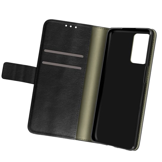 Etui z klapką i portfelem, slim cover Oppo A54 5G i A74 5G , silikon – czarne Avizar