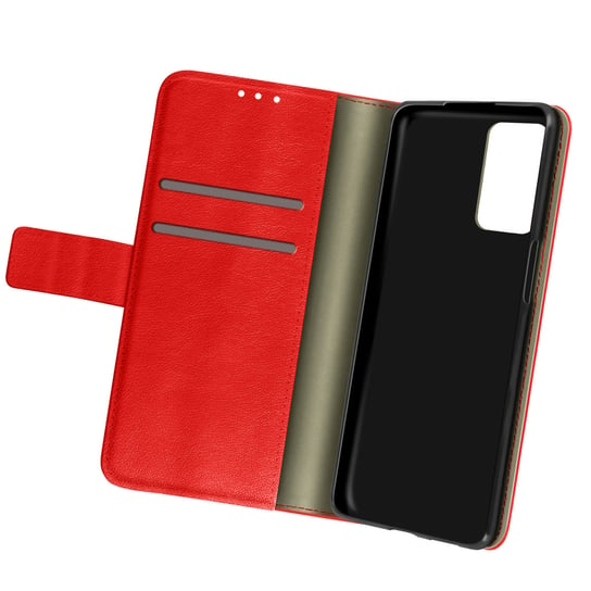 Etui z klapką i portfelem, slim cover Oppo A54 5G i A74 5G , silikon – czerwone Avizar