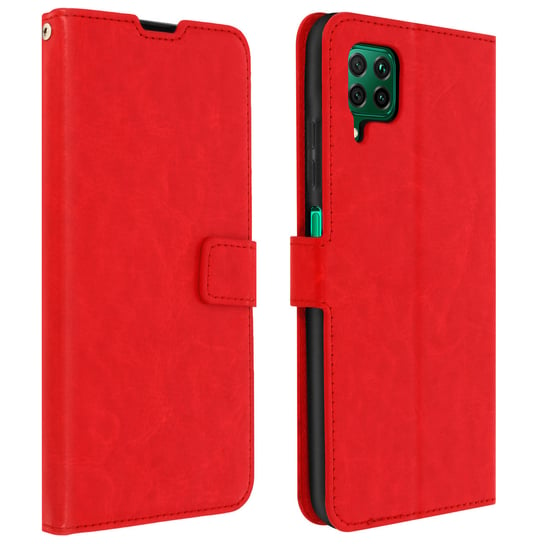Etui z klapką i portfelem z serii Vintage do Huawei P40 Lite – czerwone Avizar