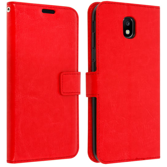Etui z klapką i portfelem z serii Vintage do Samsunga Galaxy J5 2017 – czerwone Avizar